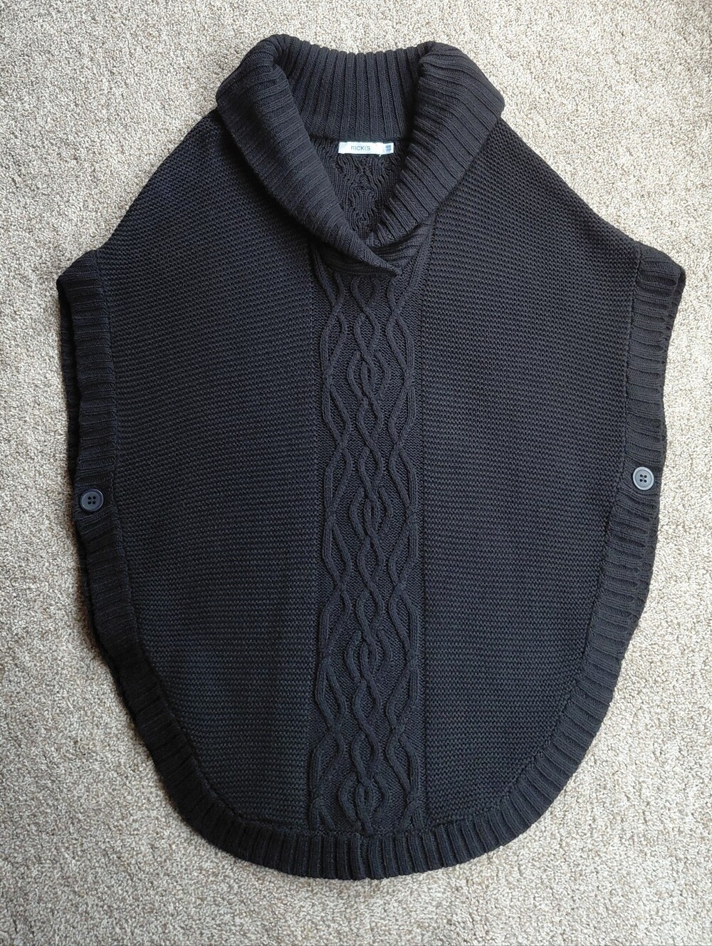Ricki's Knit Cable Shawl Collar Poncho